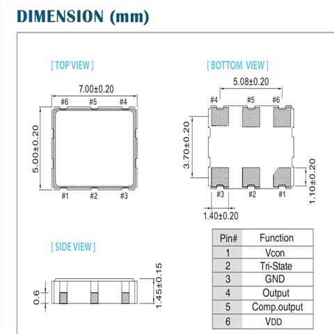 VTEUMCJANF-27.000000,7050壓控有源晶振,Taitien振蕩器